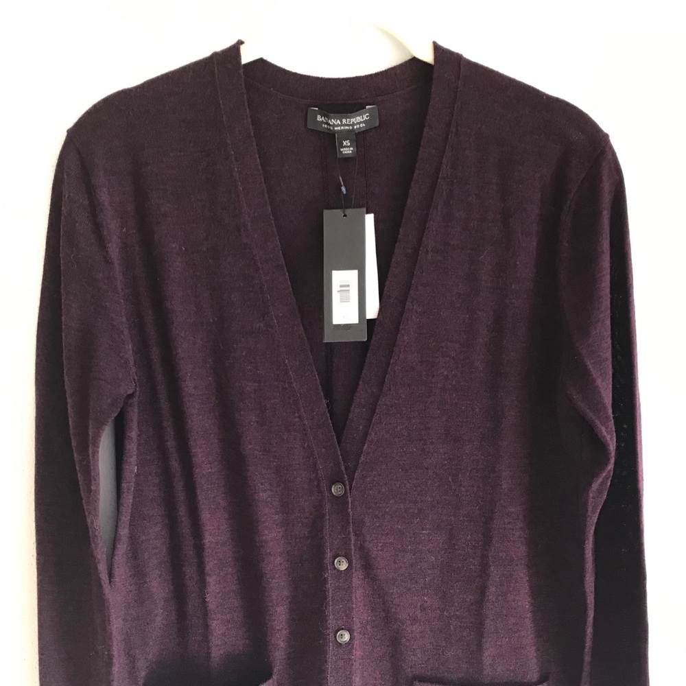 SOLD! NWT BANANA REP 100% MERINO Cardigan PURPLE